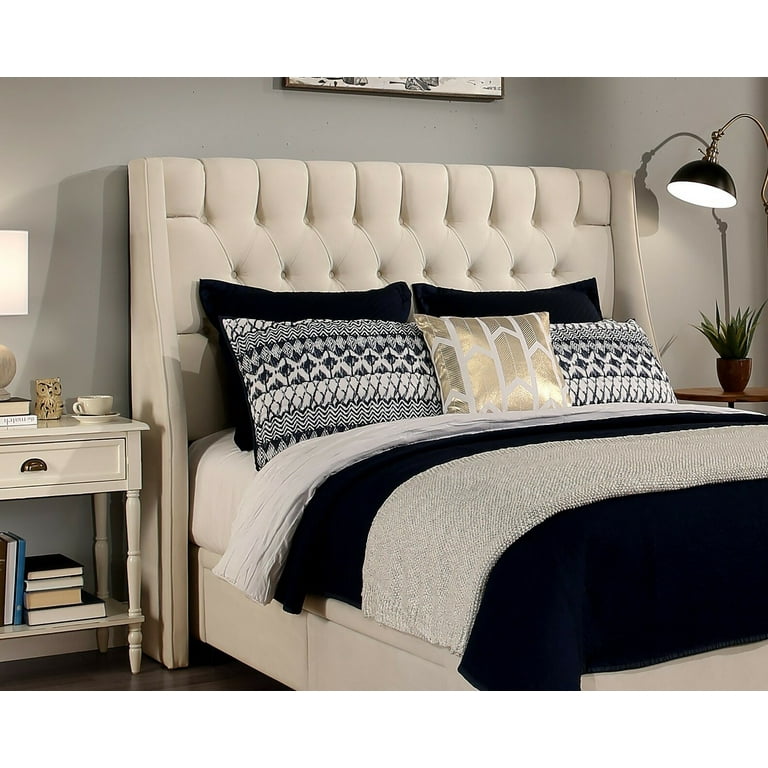 Difranco Upholstered Wingback Headboard Bottom of Headboard to