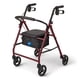 thumbnail image 1 of Andador con ruedas Medline de aluminio con asiento, color burdeos, capacidad de peso de 113 kg, ligero, ruedas de 15 cm, plegable, asas ajustables, ideal para personas mayores., 1 of 5