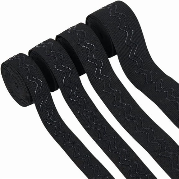 1 set 9 Yards 4 styles Flat Non-slip Transparent Silicone Polyester Elastic Band Soft Rubbers Elastic Belt DIY Sewing Underwear Accessories Black 20~38mm