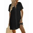 thumbnail image 2 of Women'S Swimsuit Cover Up Shirt V Neck Short Sleeve Bathing Suit Coverups Summer Beach Cover Ups Black S, 2 of 7