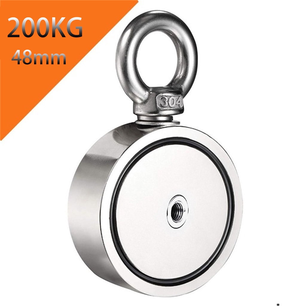 Strong Magnet Fishing Kit, 1000LBS(453KG) Pulling Force Double-Sided Fishing Magnets Neodymium Magnetic Fishing Kit with 20m (65 Foot) Durable Rope and Hook up