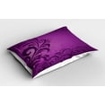 thumbnail image 2 of Ambesonne Purple Pillow Sham 2 Pack, Retro Abstract Floral, 26"x20", Purple Plum, 2 of 3