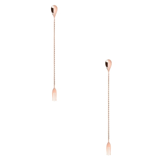 Portable Utensils Set With Case Bar Spoon With Full Twisted Stem Handle Bartender Tool Copper