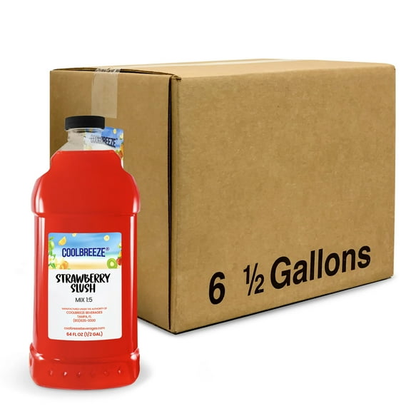 Coolbreeze® Beverages Frozen Drink Machine Flavor Syrups, Slush Mix - One Case (Six 1/2 Gal Bottles) - Strawberry Slush