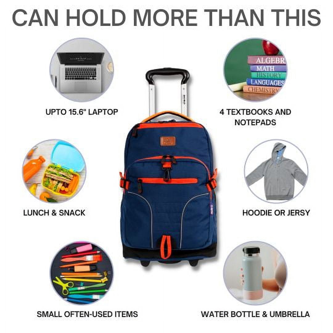 J World Unisex Lunar 19.5" Multi Compartment Laptop Rolling Backpack For School And Travel, Navy