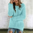 thumbnail image 2 of zaveiop Womens Fuzzy Fleece Sweaters Warm Long Sleeve Crew Neck Fall Pullovers 2025 Clearance Winter Lightweight Pajamas Loungewear (Sky Blue, L), 2 of 7