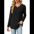 thumbnail image 1 of Blusas de Larga con Cuello Redondo para Mujer, Blusas Holgadas con Botones para Otoño e Invierno 2025. Negro XL, 1 of 10