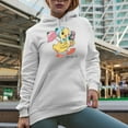 thumbnail image 2 of Hello, Spring with a Cute Duckling Art Merch Gift, White Hooded Sweatshirt or Hoodie, Small, 2 of 5