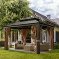 thumbnail image 2 of Lacoo 10' x 12' Hardtop Gazebo Outdoor Galvanized Steel Metal Double Roof Canopy Aluminum Furniture Permanent Pavilion with Netting and Curtains for Garden, Patio, Lawns, 2 of 11