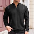 thumbnail image 2 of WTOBBY Men's Sweatshirt with Casual V-Neck and Long Sleeve Design, Color Block Pullover Knit Top for Outdoor and Street Style Wear,Black XL, 2 of 8