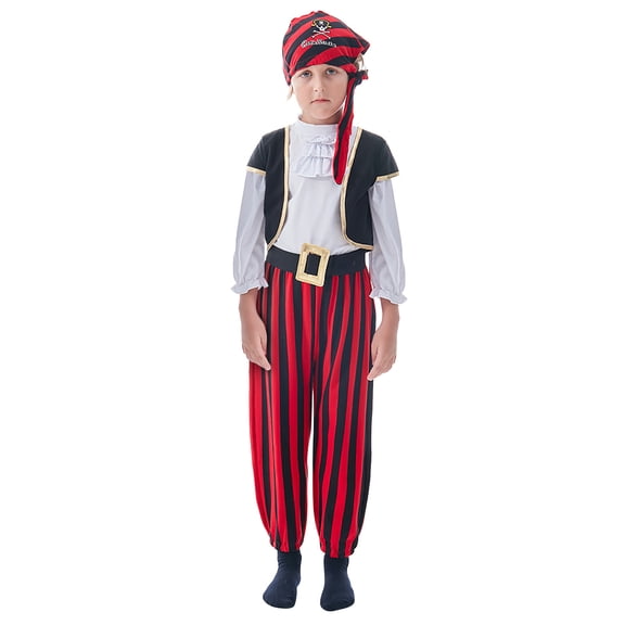 Xmyrz Toddler Boy Outfits Set Pants Set Captain Role Play Cap Pirate Belt Vest Role Play Clothes Sets Clothing Suits