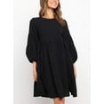 thumbnail image 4 of Mialoley Robe Mini pour Femmes, Manches Longues Col Rond Plissé Robe Ample Ligne A Automne, 4 of 7