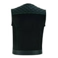 thumbnail image 6 of Lesa Collection Mens Black Denim & Leather Motorcycle Club Vest Green Thread Zipper Front, Diamo - 4XL, 6 of 8