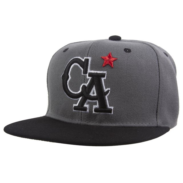 Sombrero de billete plano ajustable de la República de California Bordada CA - Gray / Negro TOP HEADWEAR Gorra de béisbol