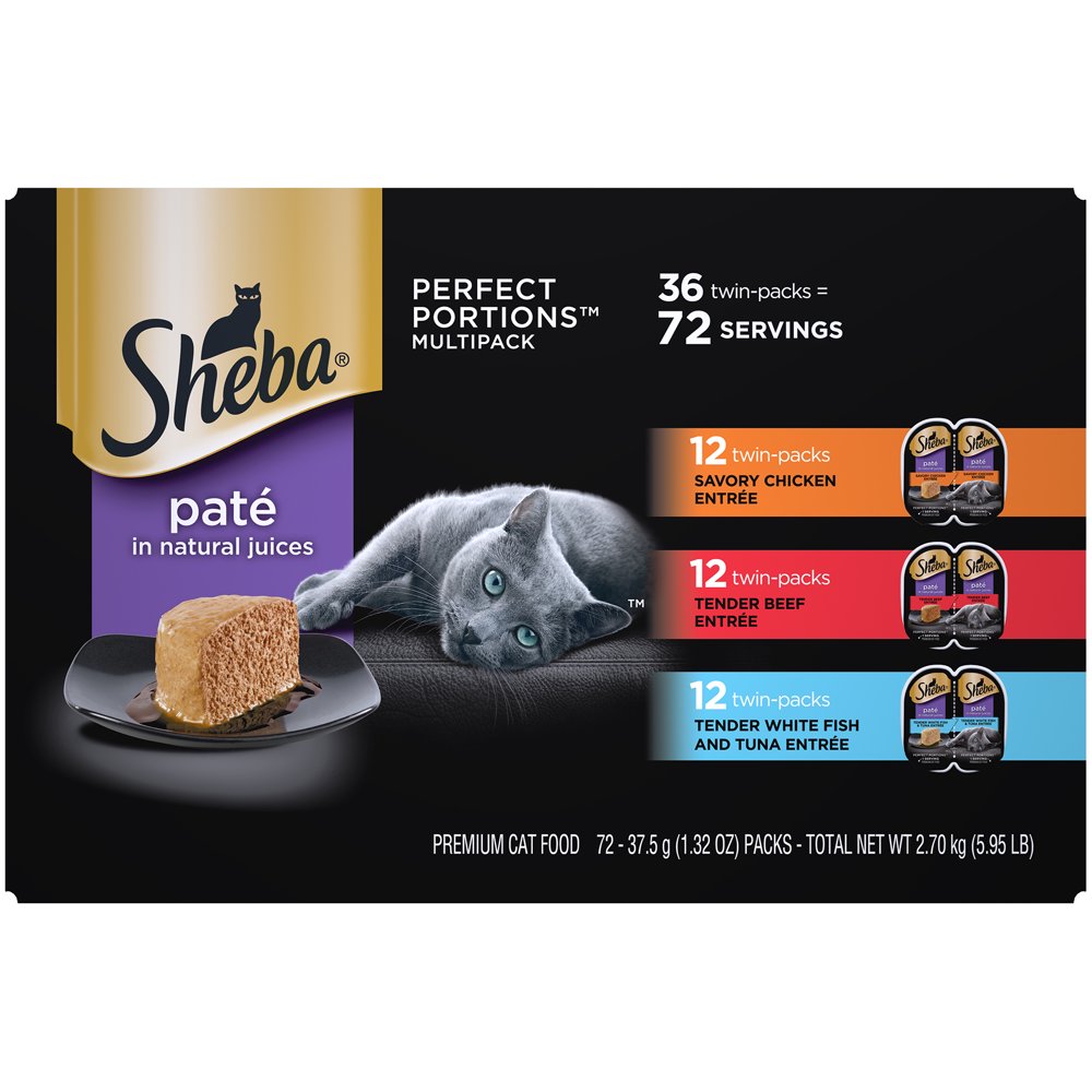 SHEBA Wet Cat Food Pate Variety Pack, Savory Chicken, Tender Beef, and