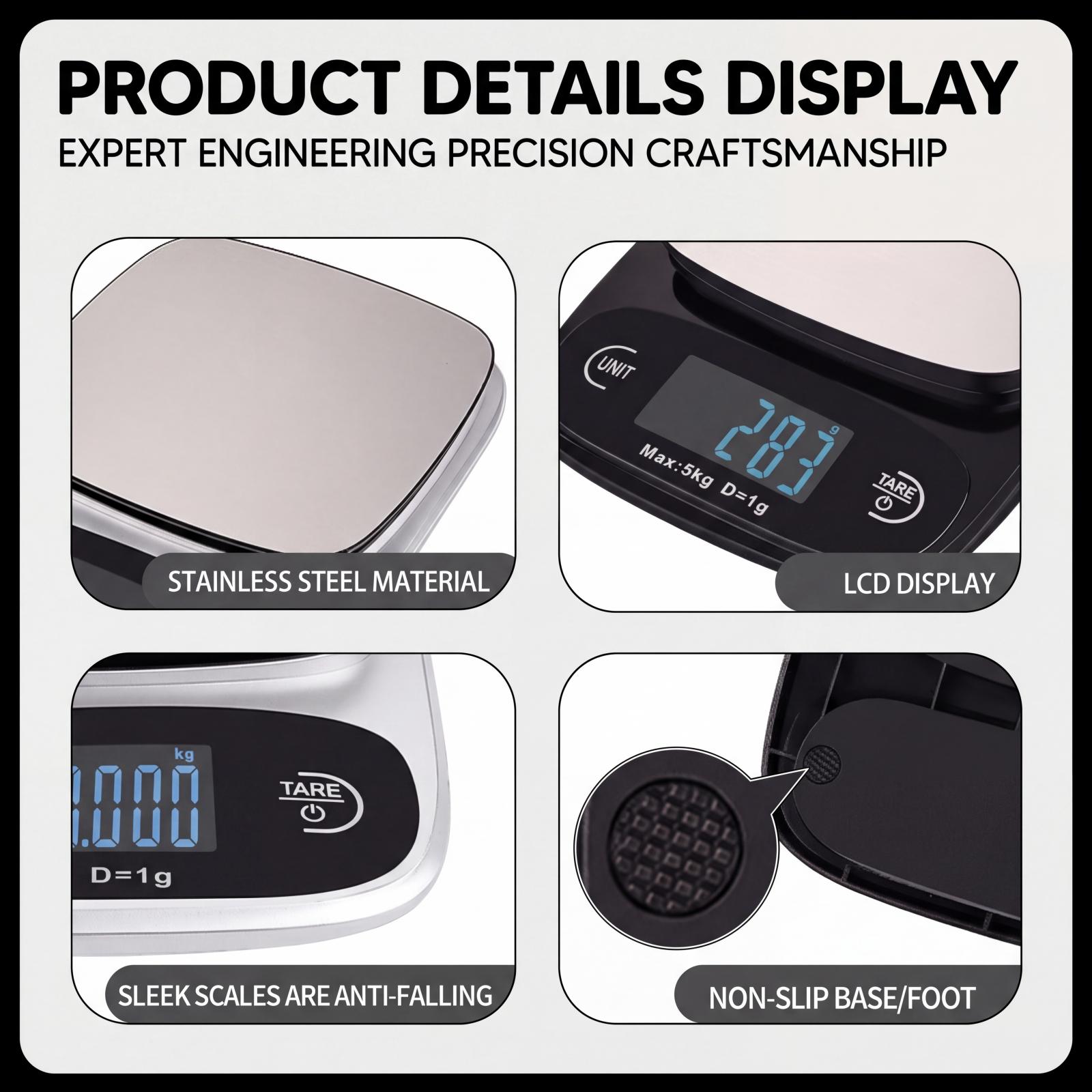 Faboho Digital Kitchen Scale, 5kg Capacity with Tare Function photo 5