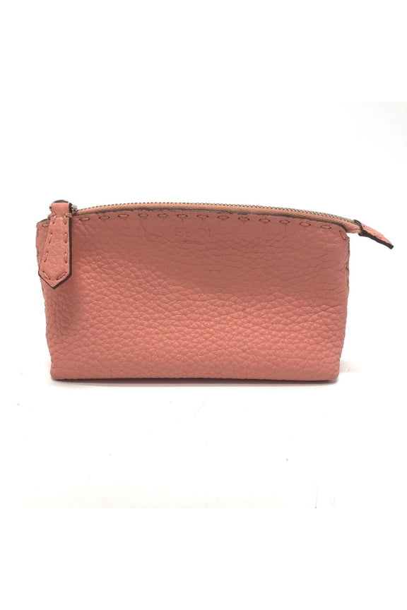 Pre-Owned FENDI 8N0114 Selleria Cosmetic Pouch, Leather, Pink, Women's (Good)