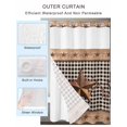 thumbnail image 4 of No Hook Shower Curtain with Snap-in Liner, Vintage Texas Star Brown Waterproof Fabric Bathroom Curtains, Black Plaid Berry Farmhouse Bath Curtains & Mesh Top Window Stall 48"x72", 4 of 9