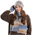 thumbnail image 5 of Idoravan Winter Hats for Women with Scarf Winter Knit Three Piece Sets Women's Winter Fashion Warm Earmuffs Knitted Hat Wool Cap Hat Scarf Gloves Three-piece Set Coffee, 5 of 6