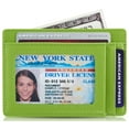 thumbnail image 2 of Credit Card Holder with ID Window RFID Protected Genuine Leather Slim Wallet (LGreen), 2 of 7
