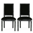 thumbnail image 2 of Dining Chairs Of 2, French Country Appeal - Upholstered In Black, Rectangular , Fluted Legs Theme, 2 of 6