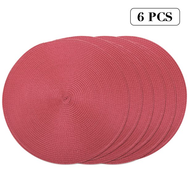 Round Braided Placemats Set of 6 Table Mats for Dining Tables Woven