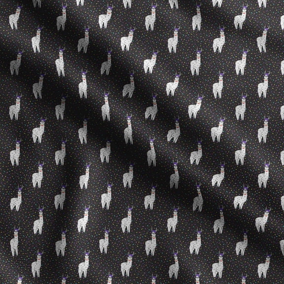 Soimoi Llama Alpaca Print, Silk Fabric, Decor Sewing Fabric by The Yard 42 Inch Wide,Decorative Fabric for Shirts Suits Ties, Black