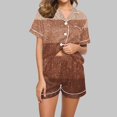 thumbnail image 1 of Qiopertar Liquidation à Moins de 5$ Blouse Décontractée Imprimée Col Rabattu Manches Courtes Mode Short Ensemble Pyjama Grandes Économies de Vacances!, 1 of 5