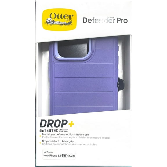 OtterBox Defender Pro Series Case and Holster For iPhone 15 Pro-Purple Majesty