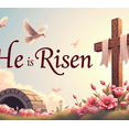 thumbnail image 4 of He is Risen Spring Floral Easter Celebration Banner Backdrop Wall Art Religious Decoration Christian Decor Church Event Photography Props, 4 of 4