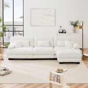 L-Shaped Sectional Sofa,Luxury Oversized Cloud Sectional Sofa with Ottoman, 3-Seater, Deep Chenille,for Living Room