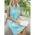 thumbnail image 5 of Gustave Women's Casual Tie Dye Short Dress Crewneck Sleeveless Midi Dresses Summer Loose T Shirt Tank Beach Sundress "Light Green, XL", 5 of 11