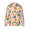 thumbnail image 2 of Goofa Groovy Daisy Flowers Printed Women's UPF 50+ Sun Protection Hoodie Jacket Lightweight Long Sleeve Sun Shirt for Women with Pocket Hiking Outdoor-X-Large, 2 of 9