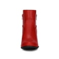 thumbnail image 5 of BLISSFUL STEP Women' Shoes Round Toe Stacked Block Heel Zipper Ankle Boots Red 6.5, 5 of 7