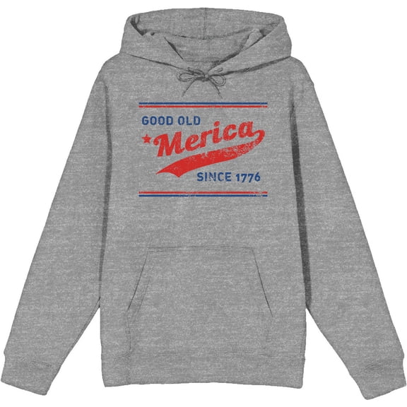 Americana Good Old 'Merica Since 1776 Heather Gray Adult Long Sleeve Hoodie-Medium