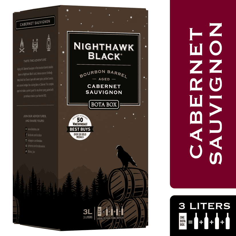Nighthawk Black Bourbon Barrel Cabernet Sauvignon Red Wine, California, 3 L  Box - Walmart.com