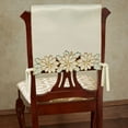 thumbnail image 2 of Winter Holiday Poinsettia Ivory Chair Cover Set of 2 with Handcrafted Cutwork Flowers, 2 of 5