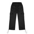 thumbnail image 5 of Boys Childrens Cargo Sweatpants Trendy Elastic Waist Casual Sports Pants Solid Color Lightweight Jogger Trousers with Pockets Black 13 Years, 5 of 7