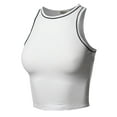 thumbnail image 1 of FashionOutfit Women's Casual Contrast Binding Solid Sleeveless Crop Tank Top, 1 of 1