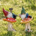 thumbnail image 3 of TERESA'S COLLECTIONS Resin Garden Gnome Statues on Mushroom, Set of 2 Outdoor Patio Decor, Housewarming Gift, 3 of 6