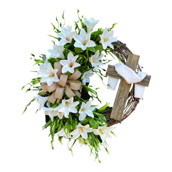 Easter Decorations Elegant Wreath For Easter Home Seasonal Floral Ring For Door Wall Porch Display Welcoming Centerpiece For Holiday Celebrations Wreath 13.8"X13.8"