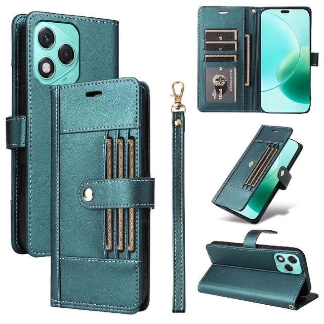FOXDOCK Funda tipo Cartera para Honor 400 Lite – Cubierta de Cuero PU con Múltiples Ranuras, Bolsillo para Efectivo y Correa de Muñeca