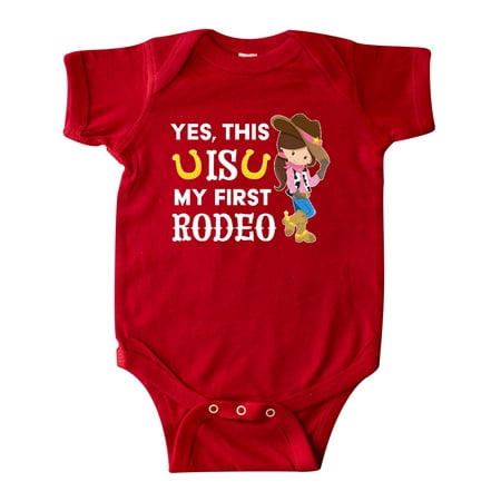

Inktastic Yes this IS my First Rodeo- cowgirl in hat and boots Gift Baby Girl Bodysuit