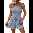 thumbnail image 3 of Mono Corto Estampado Sin Tirantes para Mujer, Mono de Playa de una Pieza. Azul XXXL, 3 of 9