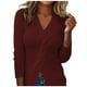 thumbnail image 2 of HongQid Women Fall Tops V-Neck Sweater Knit Wrap Tops for Women Slim Fit Pullover, 2 of 3
