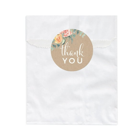 Peach Rustic Floral Garden Party, Thank You!, 24-Pack Favor Bag DIY Kit
