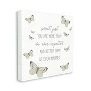 Sweet Girl More Than Expected Phrase Charming Butterflies Animals & Insects Gallery-Wrapped Canvas Print Wall Art, 17x17