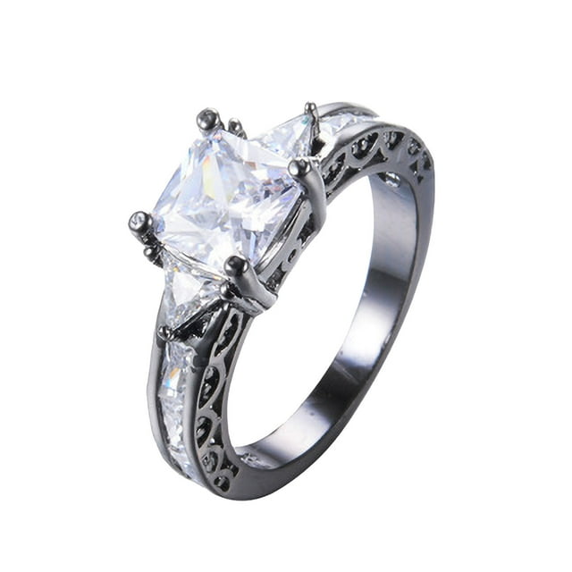 Fiudx Anillo de Circón, Joya de Aleación de Cobre Antialérgica, Incrustación de Circón de Ocho Colores, Accesorio para Cóctel, Accesorio de Moda para Mujer, Regal Hecho a Mano, Ideal para Ocasiones E