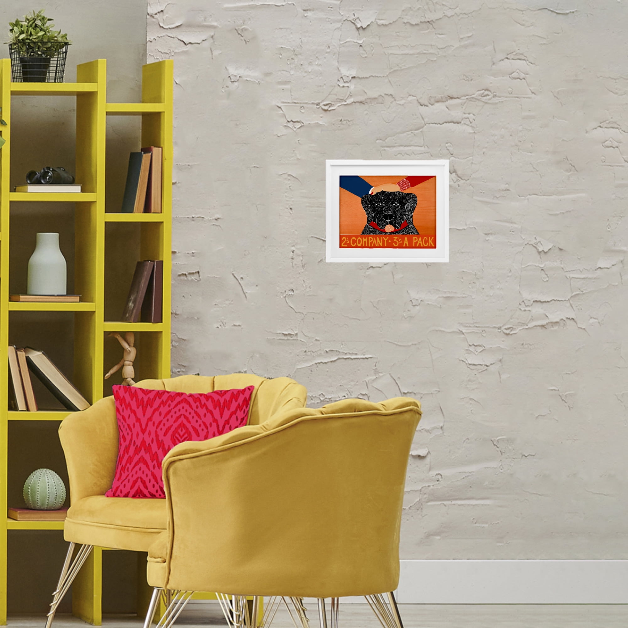 2's Company Dog White Framed Print Under Glass, design by Stephen Huneck