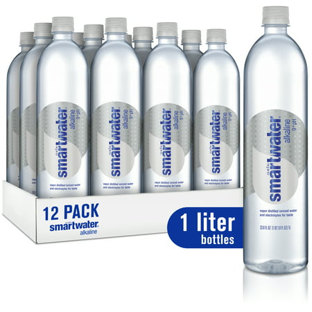 Smartwater Vapor Distilled Water, Alkaline Water, 1L, 12 (Best Alkaline Bottled Water Uk)